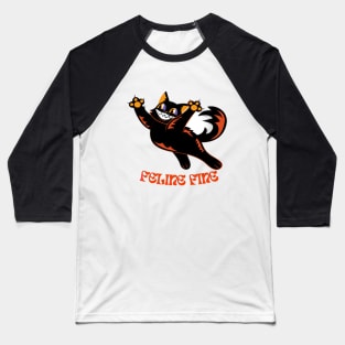 Cat Miaw Feline Fine Baseball T-Shirt